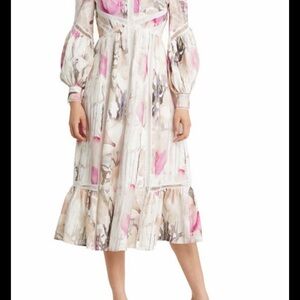 Ted Baker Pink and Cream Midi Dress